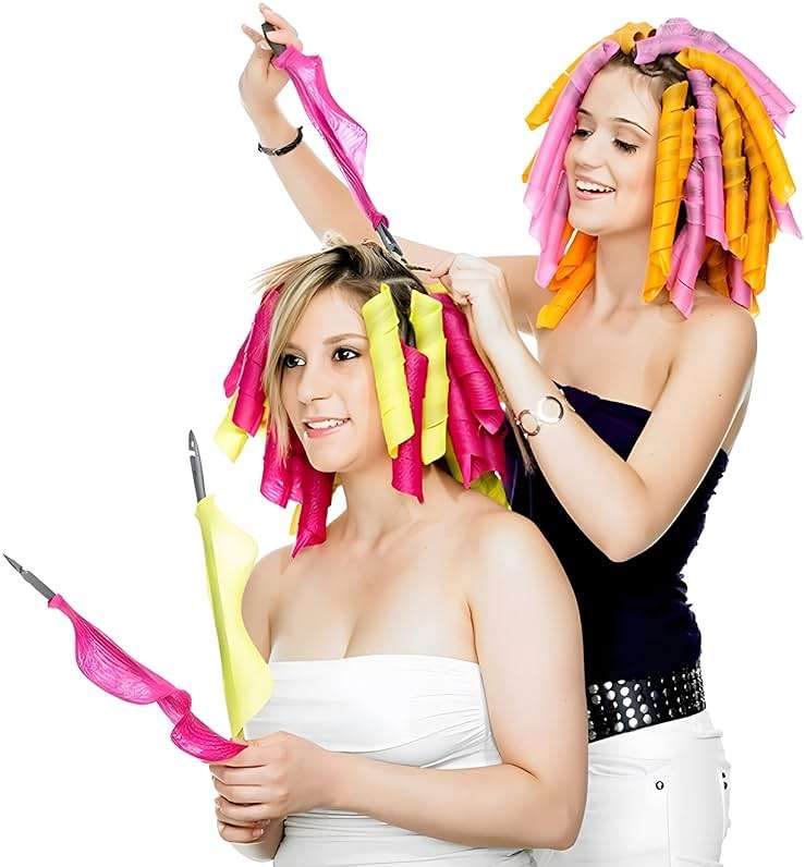 50 Pcs Heatless Spiral Hair Curlers 22inch Magic No Heat Hair Curls For Long Hair 6Pcs Styling Hooks DIY Hair Rollers Set（pink-orange） - Image 5
