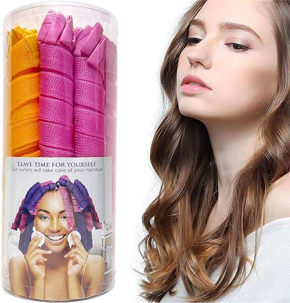 50 Pcs Heatless Spiral Hair Curlers 22inch Magic No Heat Hair Curls For Long Hair 6Pcs Styling Hooks DIY Hair Rollers Set（pink-orange） - Image 6