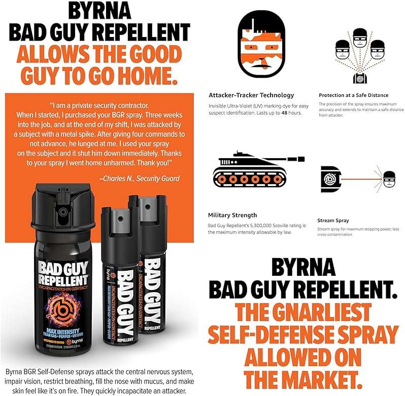 Byrna BGR MAX Pepper Spray + Tear Gas | Maximum Stopping Power | Attacker Tracker UV Marking DYE Technology | Military Strength Self-Defense Stream Spray - Image 3
