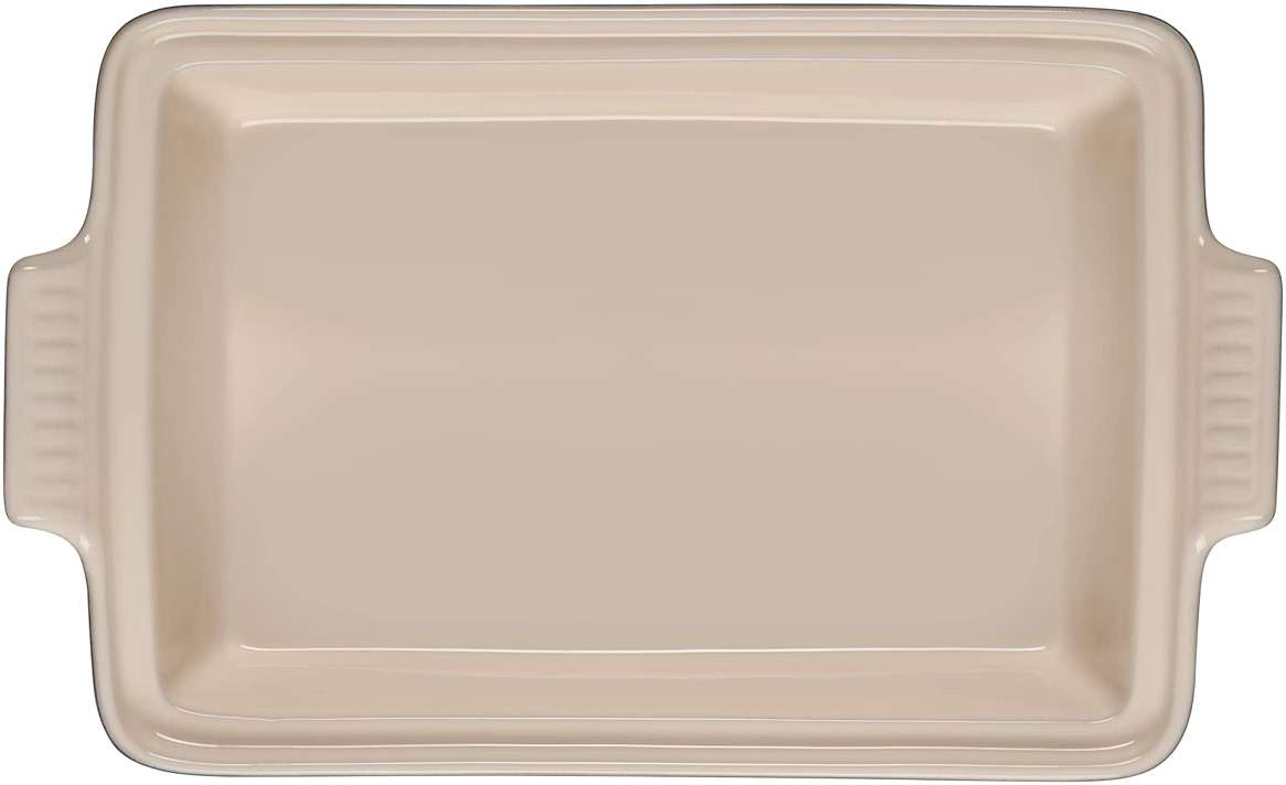 Le Creuset Olive Branch Collection Stoneware Heritage Covered Rectangular Casserole, 4 qt., Marseille with Embossed Lid - Image 3