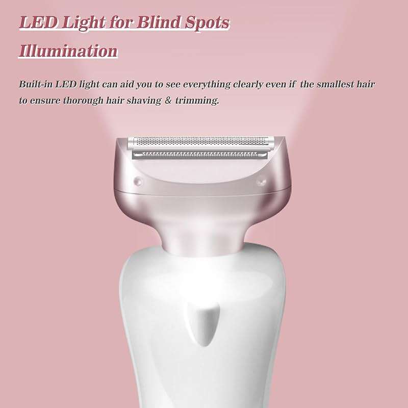 Electric Shaver for Women for Legs Bikini Trimmer Electric Razors for Women Underarm Public Hairs Rechargeable Womens Shaver Wet Dry Use Painless Cordless with Detachable Head (Pink) - Image 4