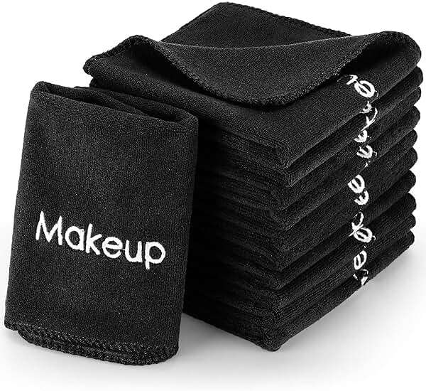 Macarrie 48 Pcs Makeup Towels Gifts Bulk for Women Teacher Graduation Employee 12 x 12 Inch Travel Make up Cloth Microfiber Wash Reusable Remover Face Skin Cleaning Soft Absorbent Spa Facial(Black) - Image 1