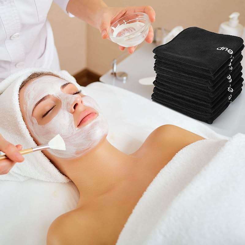 Macarrie 48 Pcs Makeup Towels Gifts Bulk for Women Teacher Graduation Employee 12 x 12 Inch Travel Make up Cloth Microfiber Wash Reusable Remover Face Skin Cleaning Soft Absorbent Spa Facial(Black) - Image 2