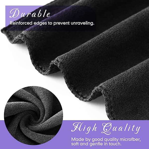 Macarrie 48 Pcs Makeup Towels Gifts Bulk for Women Teacher Graduation Employee 12 x 12 Inch Travel Make up Cloth Microfiber Wash Reusable Remover Face Skin Cleaning Soft Absorbent Spa Facial(Black) - Image 4