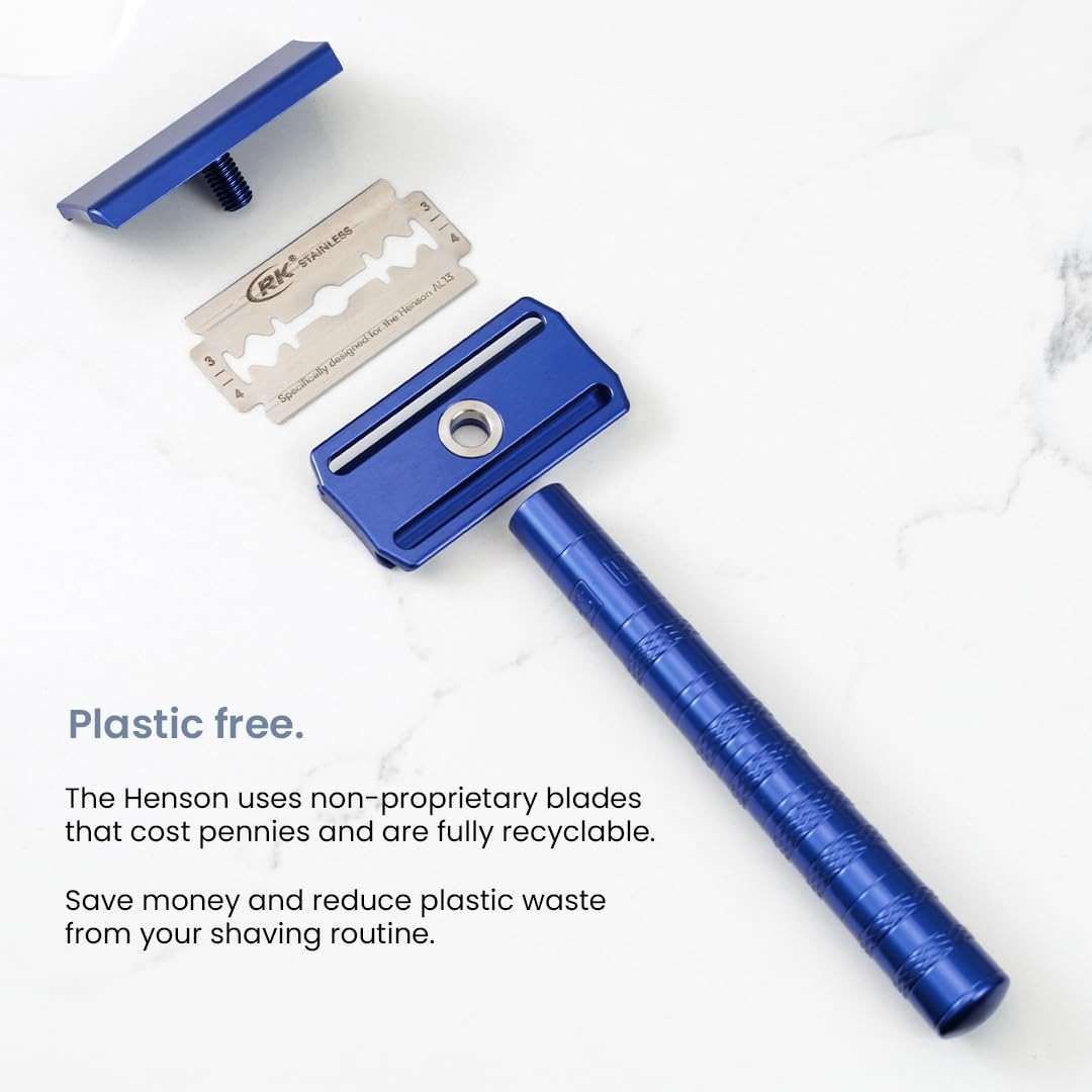 Henson Shaving Razor - Tan Double Edge Safety Razor with 5 Spare Blades - 30° Angled Precision With Superior Blade Rigidity- Reusable Single Blade Razors For Men and Women - Mild Aggression - Image 4