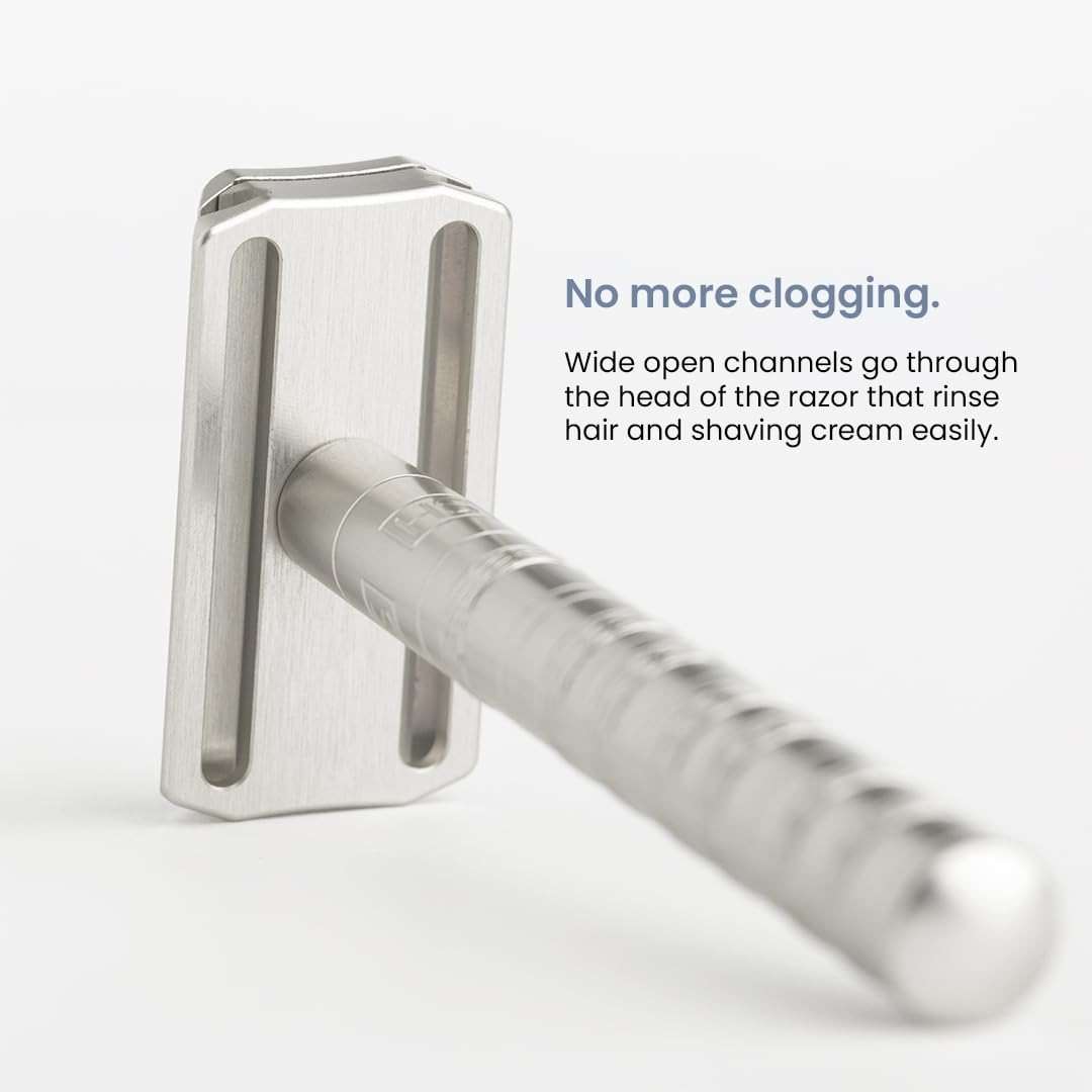 Henson Shaving Razor - Tan Double Edge Safety Razor with 5 Spare Blades - 30° Angled Precision With Superior Blade Rigidity- Reusable Single Blade Razors For Men and Women - Mild Aggression - Image 5
