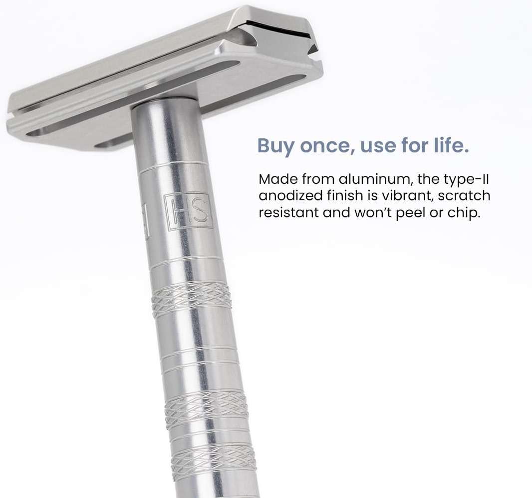 Henson Shaving Razor - Tan Double Edge Safety Razor with 5 Spare Blades - 30° Angled Precision With Superior Blade Rigidity- Reusable Single Blade Razors For Men and Women - Mild Aggression - Image 6