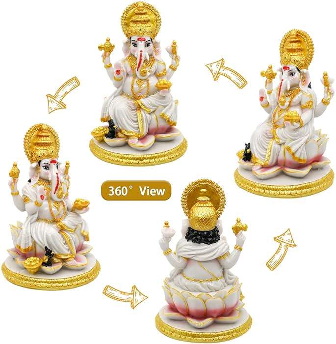 alikiki Hindu God Ganesh Chaturthi Figurine - 8.4”H Indian Idol Ganesha Statue Ganpati Elephant Hindu God Pooja Item Diwali Home Office Meditation Room Temple Mandir Altar Shrine Puja Decor - Image 6
