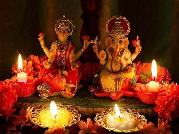Indian God Ganesha Lakshmi Statue - 5.3”H Indian Idol Laxmi Ganesh with LED Diyas for Diwali Gifts Decor Home Office Mandir Temple Altar Puja Item Hindu Murti Pooja Sculpture - Image 8