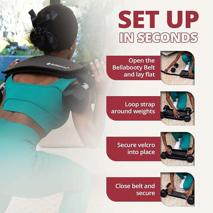 Bellabooty Premium Hip Thrust Belt - Adjustable Exercise Belt for Glutes & Squats, Hip Thrust Pad for Comfort, Versatile Gym Equipment for Home - Weightlifting Belt Support for Women - Image 8
