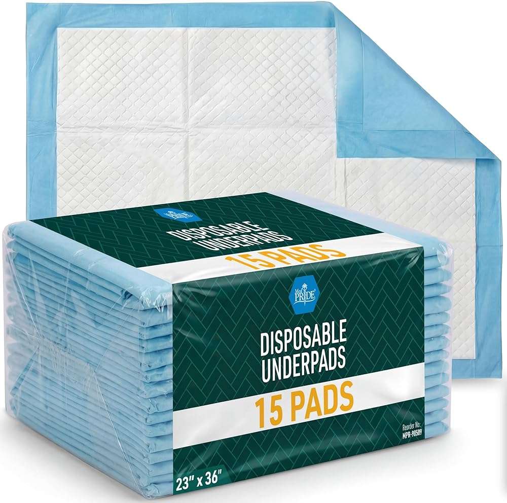 MED PRIDE 15 Disposable Underpads 23'' X 36'' Incontinence Pads, Chux, Bed Covers, Puppy Training | Thick, Super Absorbent Protection for Kids, Adults, Elderly - Image 1