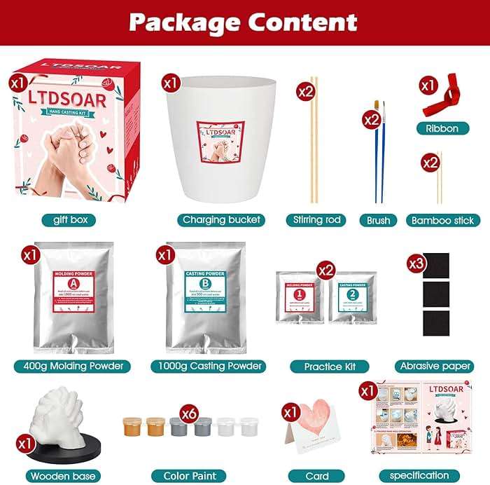 LTDSOAR Hand Casting Kit, Couples with Practice Kit, Hand Mold Kit for Women Men Engagement, Romantic Anniversary Wedding Birthday for Her or Him, Boyfriend Girlfriend Unique Bridal Shower Gift - Image 6