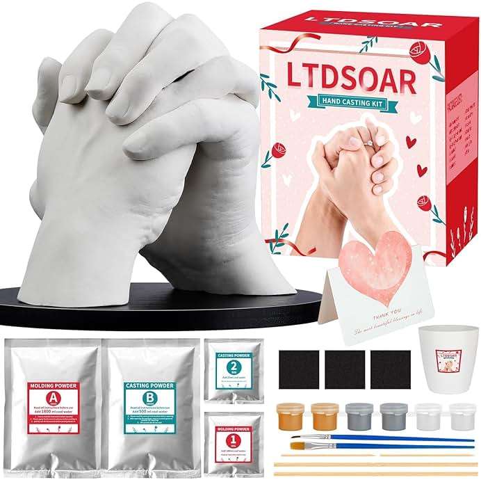 LTDSOAR Hand Casting Kit, Couples with Practice Kit, Hand Mold Kit for Women Men Engagement, Romantic Anniversary Wedding Birthday for Her or Him, Boyfriend Girlfriend Unique Bridal Shower Gift - Image 8