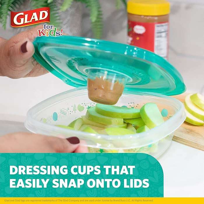 Glad for Kids GladWare Back to School Food Storage Containers with Lids, BPA Free Plastic Variety Pack Rainbow Patterns for Kids Lunches and Snacks, Microwave Freezer Dishwasher Safe, 26 Piece Set - Image 6