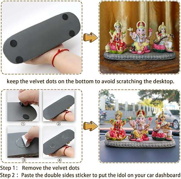alikiki India Laxmi Ganesh Saraswati Statue - 3.9”H Indian God Lakshmi Ganesha Saraswati Idol Figurine Hindu Diwali Gifts Diwali Decoration Home Office Mandir Temple Pooja Item - Image 5