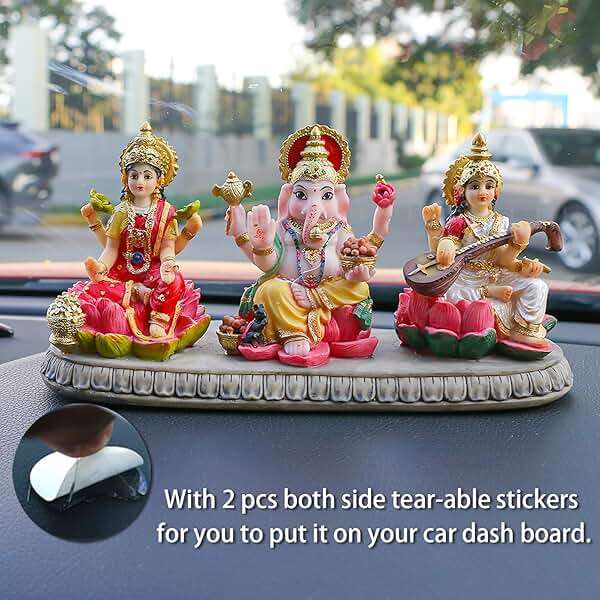 alikiki India Laxmi Ganesh Saraswati Statue - 3.9”H Indian God Lakshmi Ganesha Saraswati Idol Figurine Hindu Diwali Gifts Diwali Decoration Home Office Mandir Temple Pooja Item - Image 7