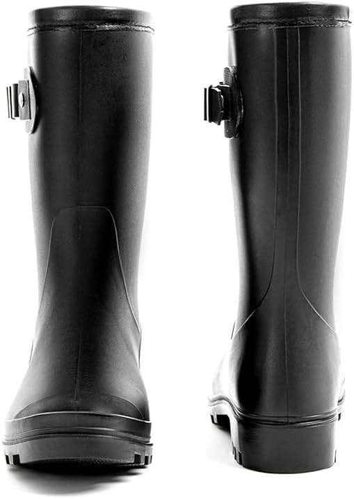 Fubotao Women's Mid Calf Rain Boots Waterproof Fashion Garden Shoes Anti-slipping Rainboots For Women Comfortable Insole Light Rain Shoes - Image 4