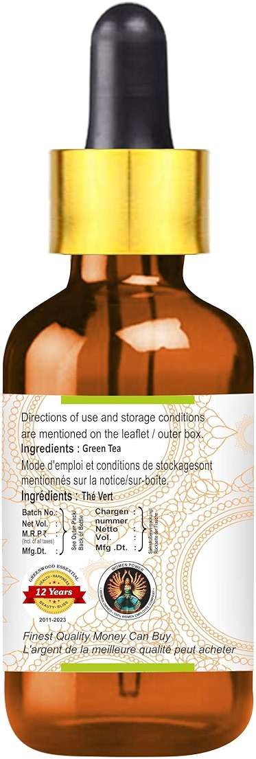 Greenwood Essential Green Tea Oil (Camellia sinensis) with Glass Dropper | Cold Pressed | Natural | Undiluted | for Diluting Essential Oils | for Skin & Massage | Men & Women | 15ml (0.50 oz) - Image 4