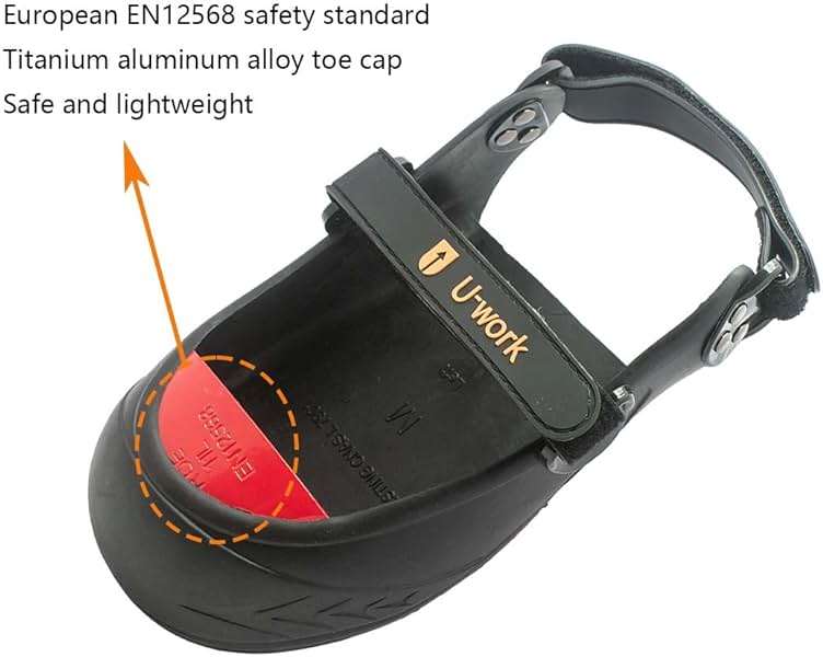 Double Hook and Loop Straps Safety Overshoes Steel Toe Caps, Titanium Aluminum Alloy Toe Shoe Covers, Steel Toe Covers, Slip Resistant Alloy Toe Overshoe, Visitor Safety Overshoe, Size M, Color Red - Image 2