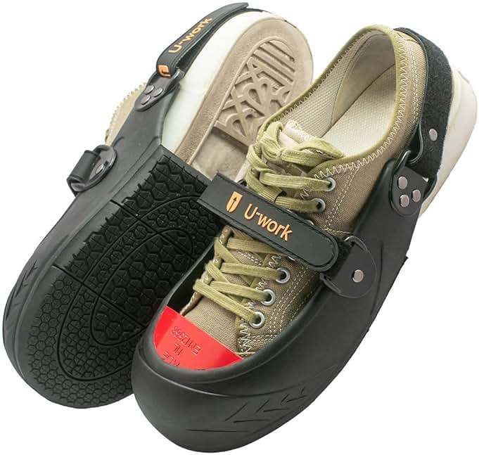 Double Hook and Loop Straps Safety Overshoes Steel Toe Caps, Titanium Aluminum Alloy Toe Shoe Covers, Steel Toe Covers, Slip Resistant Alloy Toe Overshoe, Visitor Safety Overshoe, Size M, Color Red - Image 6