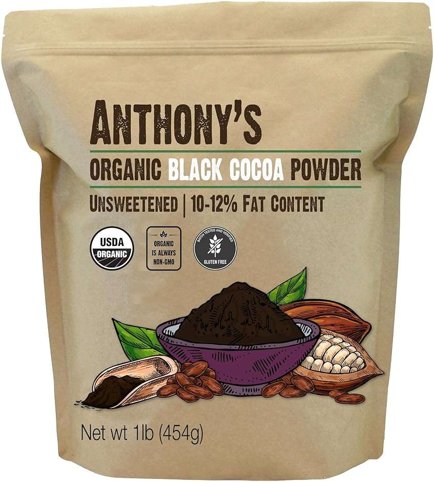 Anthony's Organic Black Cocoa Powder, 1 lb, Unsweetened, Dutch Processed, Gluten Free, Non GMO - Image 1