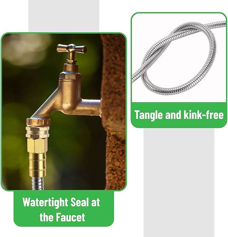 UNCO 10 Feet Stainless Steel No Kink Metal Garden Hose - Image 4