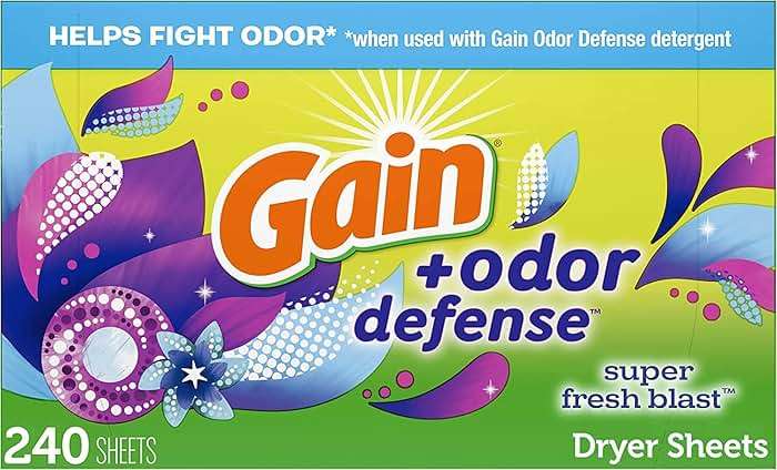 Gain Dryer Sheets Plus Odor Defense, Super Fresh Blast Scent, 240 Count, Helps fight static and odor, laundry sheets - Image 1