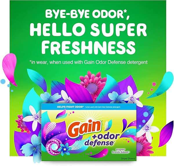 Gain Dryer Sheets Plus Odor Defense, Super Fresh Blast Scent, 240 Count, Helps fight static and odor, laundry sheets - Image 5
