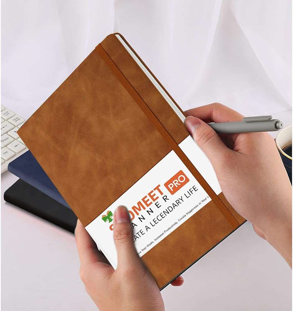 Soomeet Lined Journal Notebook, 200 Pages, Leather Hardcover Notebooks, A5 College Ruled Thick Classic with Pen Loop Notebook Journals for Writing, for Women Men Office School, 5.75'' X 8.38'', Brown - Image 2