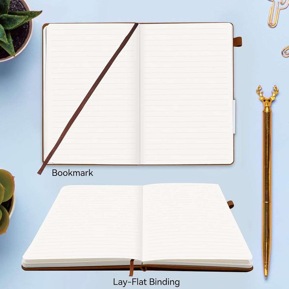 Soomeet Lined Journal Notebook, 200 Pages, Leather Hardcover Notebooks, A5 College Ruled Thick Classic with Pen Loop Notebook Journals for Writing, for Women Men Office School, 5.75'' X 8.38'', Brown - Image 5