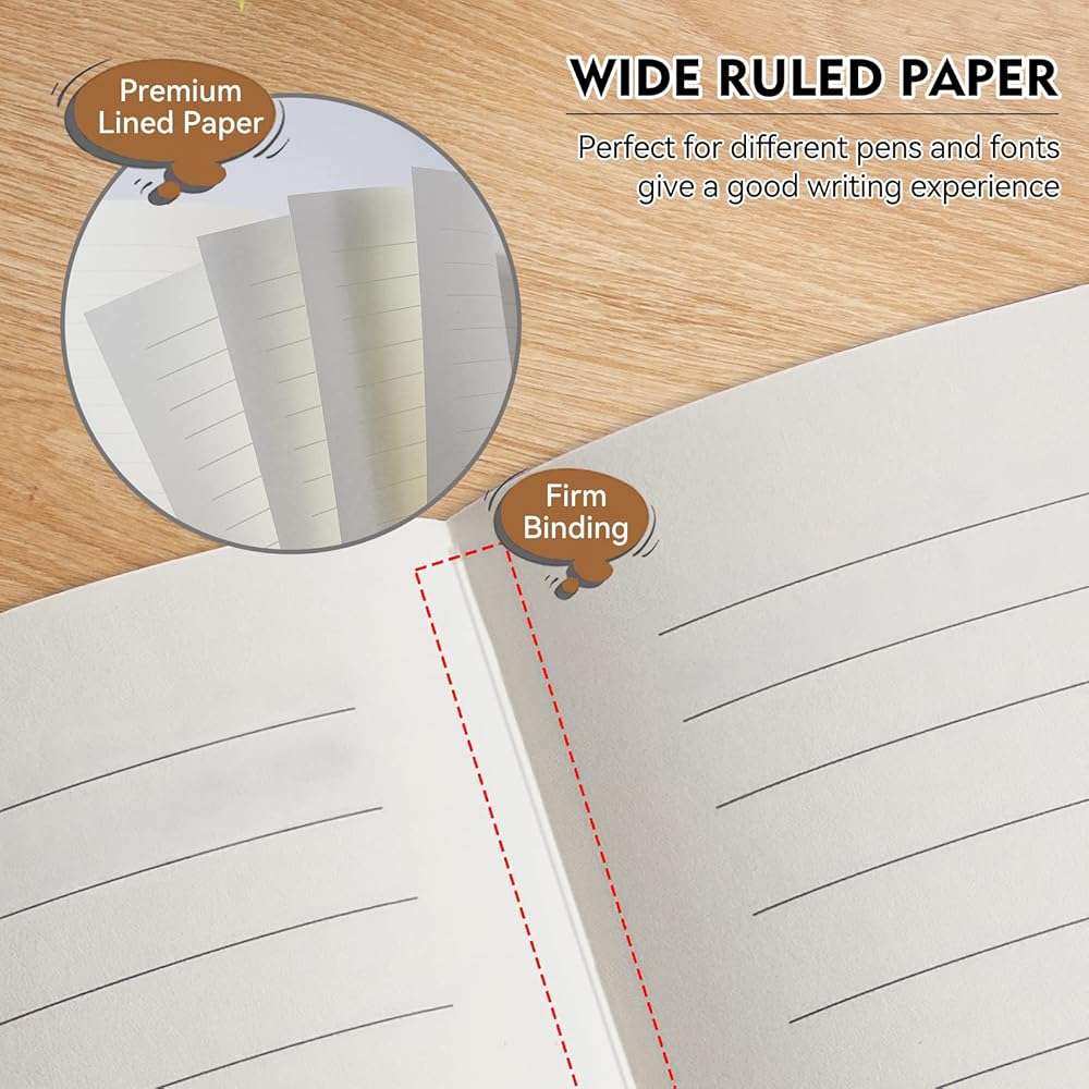 Soomeet Lined Journal Notebook, 200 Pages, Leather Hardcover Notebooks, A5 College Ruled Thick Classic with Pen Loop Notebook Journals for Writing, for Women Men Office School, 5.75'' X 8.38'', Brown - Image 6