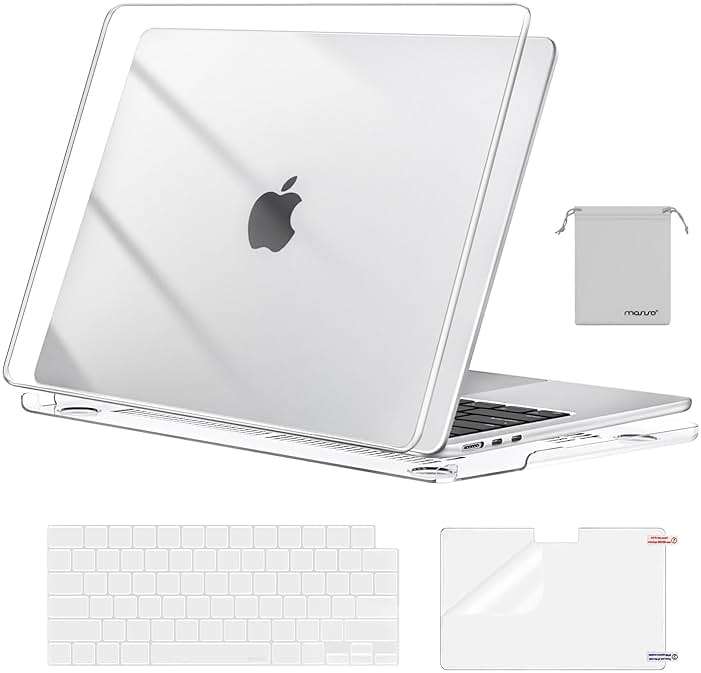 MOSISO Compatible with MacBook Air 13 inch Case M5 2026 M4 2025 M3 M2 2024-2022 A3449 A3240 A3113 A2681,Hard Shell&Keyboard Cover&Screen Film&Pouch for MacBook Air 13.6 inch Case, Crystal Clear - Image 1