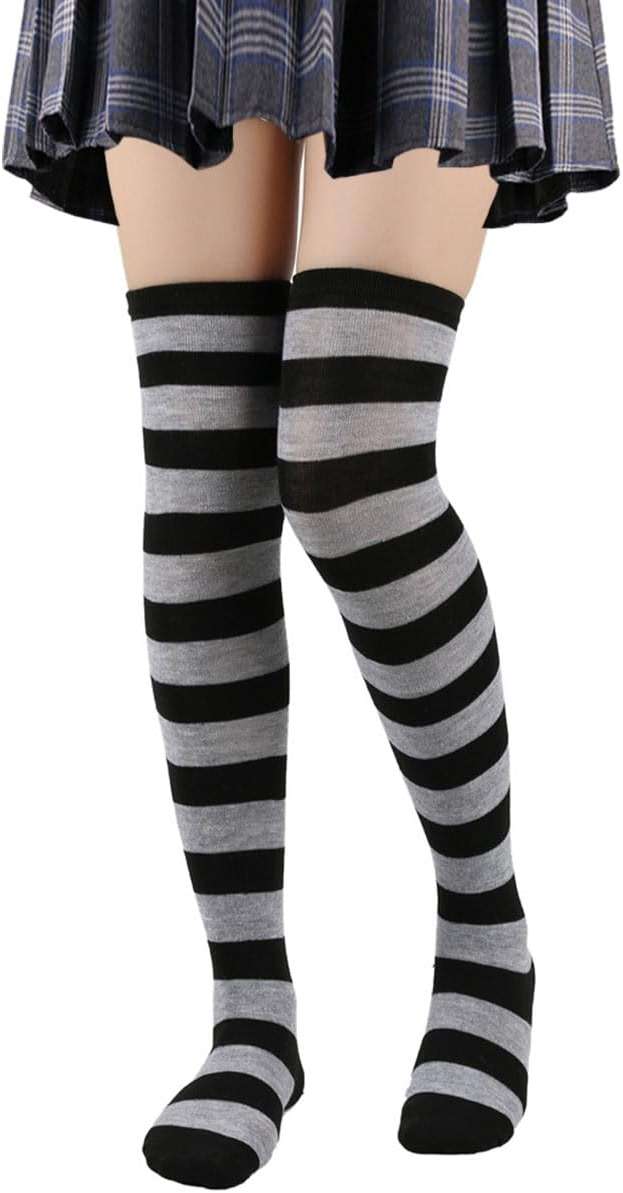 Petunny Striped Over Knee High Socks,Womens Long Striped Socks Extra Long Cotton Stripe Thigh for Halloween Party Costumes - Image 2