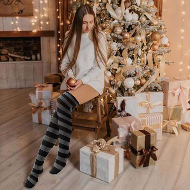 Petunny Striped Over Knee High Socks,Womens Long Striped Socks Extra Long Cotton Stripe Thigh for Halloween Party Costumes - Image 6