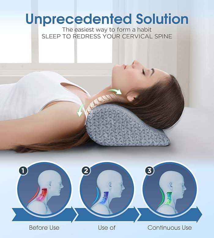 Demelon Cervical Neck Pillows for Pain Relief Sleeping, High-Density Memory Foam Pillow Neck for Bolster Support and Shoulder Relaxer, Decompression Devices Orthopedic Roll Pillow for Bed Office - Image 2