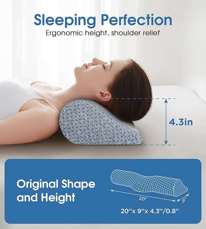 Demelon Cervical Neck Pillows for Pain Relief Sleeping, High-Density Memory Foam Pillow Neck for Bolster Support and Shoulder Relaxer, Decompression Devices Orthopedic Roll Pillow for Bed Office - Image 4