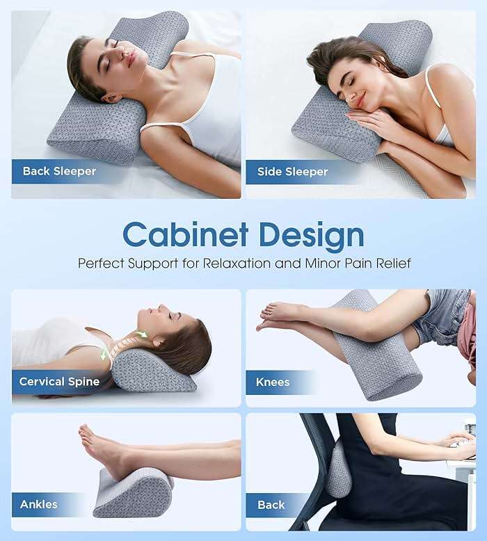 Demelon Cervical Neck Pillows for Pain Relief Sleeping, High-Density Memory Foam Pillow Neck for Bolster Support and Shoulder Relaxer, Decompression Devices Orthopedic Roll Pillow for Bed Office - Image 5