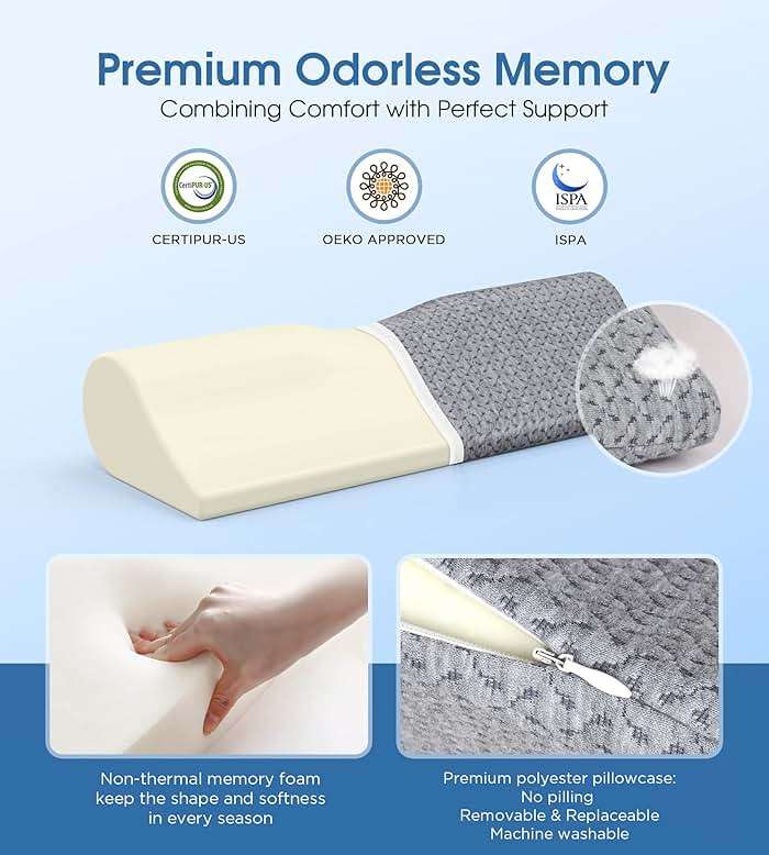 Demelon Cervical Neck Pillows for Pain Relief Sleeping, High-Density Memory Foam Pillow Neck for Bolster Support and Shoulder Relaxer, Decompression Devices Orthopedic Roll Pillow for Bed Office - Image 6