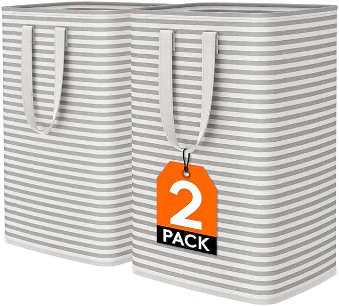 Lifewit 2 Pack Laundry Basket 80L Each, Collapsible Clothes Hamper with Reinforced Handles, Freestanding Waterproof Design for Bedroom and Laundry Room, Grey 160L Total - Image 1