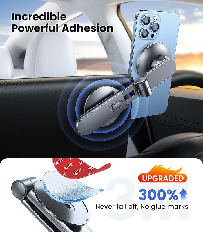 VICSEED Tesla Phone Mount【Strongest Magnet Power】Foldable Hidden Tesla Phone Holder Fit for All Phone, Tesla Model 3 Model Y for MagSafe Car Mount, Tesla Model 3 Accessories, Tesla Model Y Accessories - Image 3