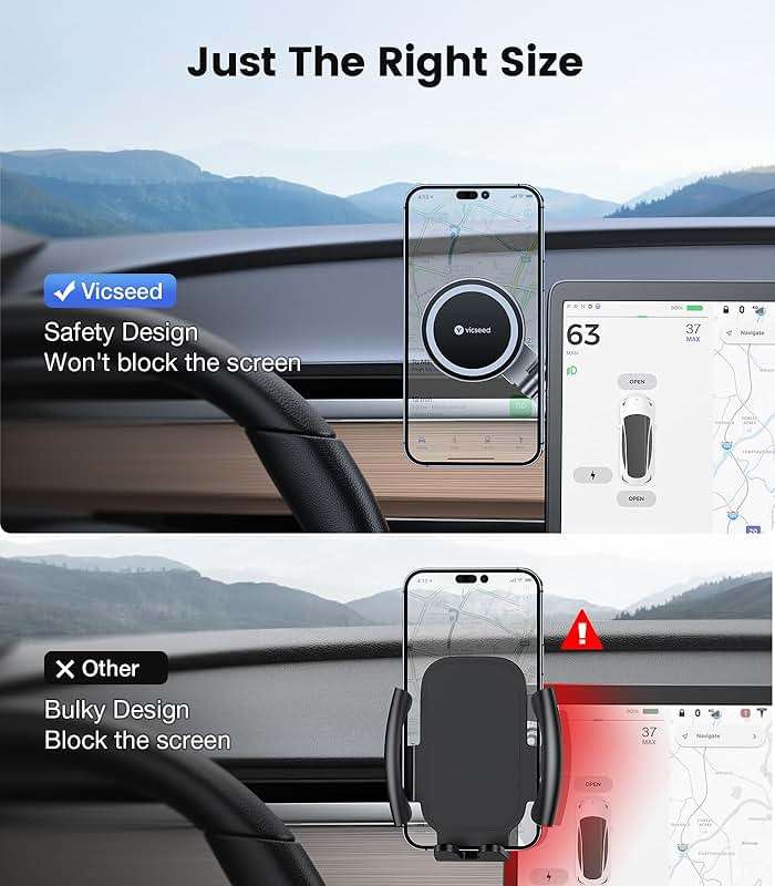 VICSEED Tesla Phone Mount【Strongest Magnet Power】Foldable Hidden Tesla Phone Holder Fit for All Phone, Tesla Model 3 Model Y for MagSafe Car Mount, Tesla Model 3 Accessories, Tesla Model Y Accessories - Image 7