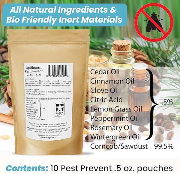 UpBloom - Pest Prevent All-Natural Repellents Home and Garage Defense from Mouse, Spider, Roaches, and Insects 10 Pest Control and Repeller Pouches - Image 3