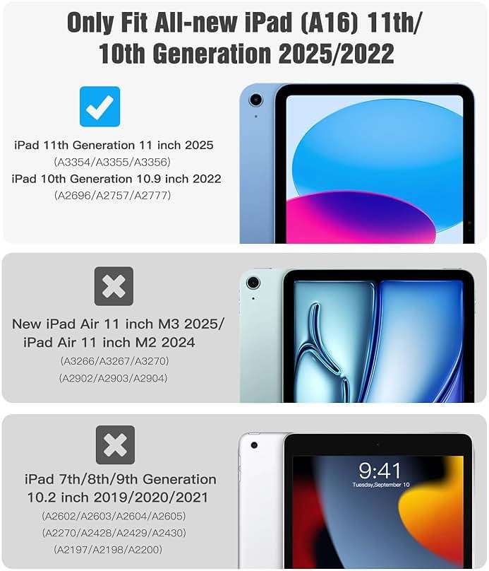 TiMOVO Case for iPad (A16) 11th Generation 11 Inch 2025/iPad 10th Generation 10.9 Inch 2022, Slim Stand Cover with Hard Translucent Back, Support Touch ID, Auto Wake/Sleep, Abyss Blue - Image 2