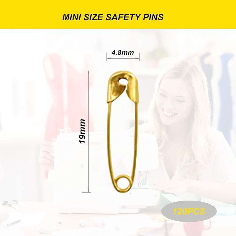 Gold Safety Pins,Small Safety Pins for Clothes,19mm Metal Mini Saftey Pin for Tag Art Crafting Sewing Jewelry Making (120Pcs/Box) - Image 3