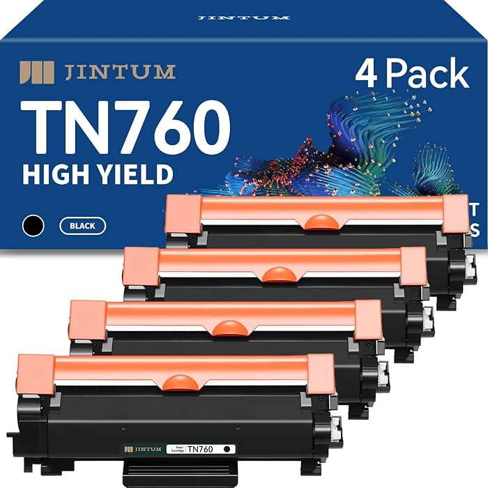 JINTUM TN760 Compatible Toner Cartridge Replacement for Brother TN-760 TN730 TN-730 High Yield for MFC-l2710DW HL-L2390DW MFC-l2690DW MFC-l2717DW DCP-L2550DW MFC-L2750DW HL-L2395DW (4 Black) - Image 1