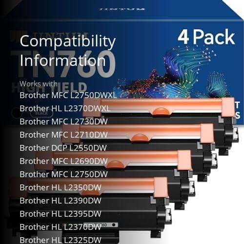 JINTUM TN760 Compatible Toner Cartridge Replacement for Brother TN-760 TN730 TN-730 High Yield for MFC-l2710DW HL-L2390DW MFC-l2690DW MFC-l2717DW DCP-L2550DW MFC-L2750DW HL-L2395DW (4 Black) - Image 3