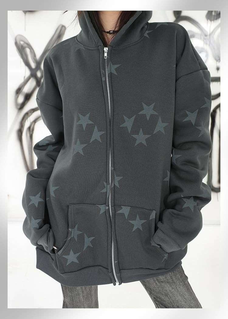 Sumleno Fairy Grunge Clothes Alt Emo Clothing Y2k Zip Up Hoodie Oversized Hooded Sweatshirt Harajuku Aesthetic Jacket - Image 5