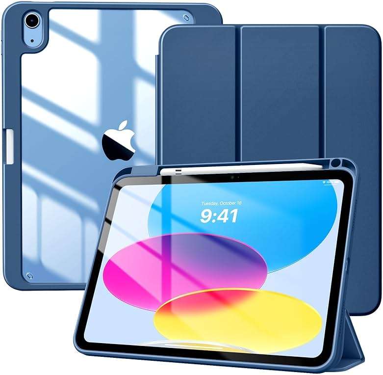 TiMOVO Case for iPad (A16) 11th Generation 11 Inch 2025, iPad 10th Generation Case 10.9 Inch 2022 with Pencil Holder,Slim Protective Cover with Clear Back Shell,Auto Wake/Sleep, Abyss Blue - Image 1