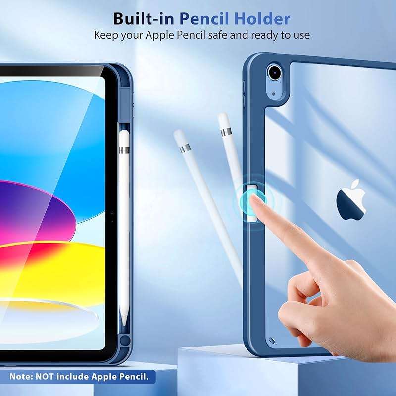 TiMOVO Case for iPad (A16) 11th Generation 11 Inch 2025, iPad 10th Generation Case 10.9 Inch 2022 with Pencil Holder,Slim Protective Cover with Clear Back Shell,Auto Wake/Sleep, Abyss Blue - Image 4