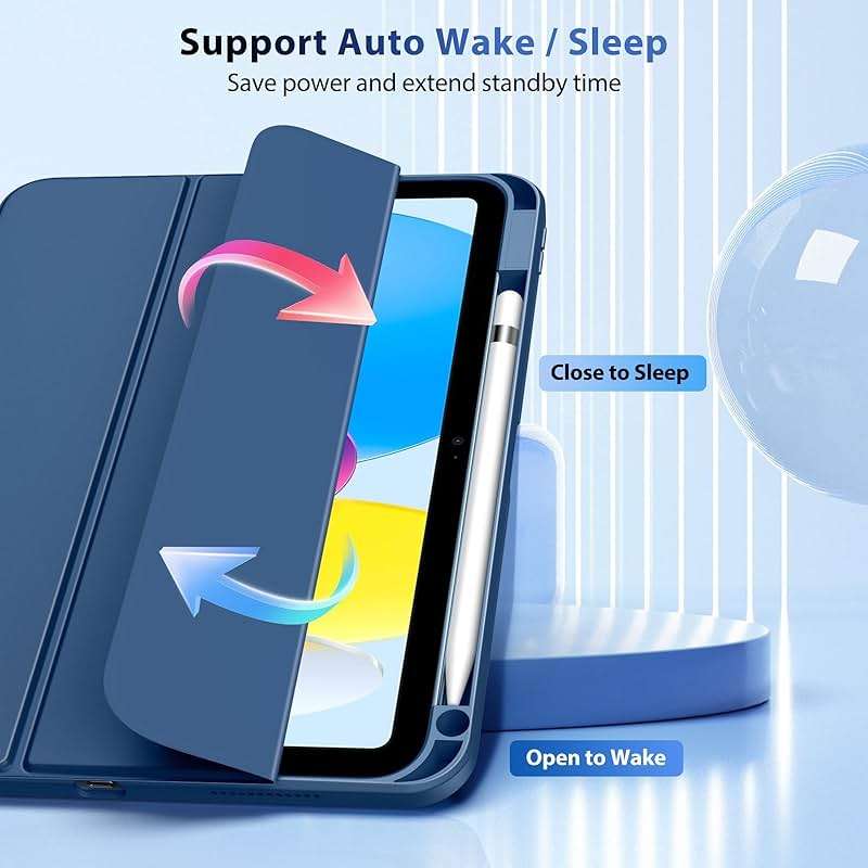 TiMOVO Case for iPad (A16) 11th Generation 11 Inch 2025, iPad 10th Generation Case 10.9 Inch 2022 with Pencil Holder,Slim Protective Cover with Clear Back Shell,Auto Wake/Sleep, Abyss Blue - Image 5